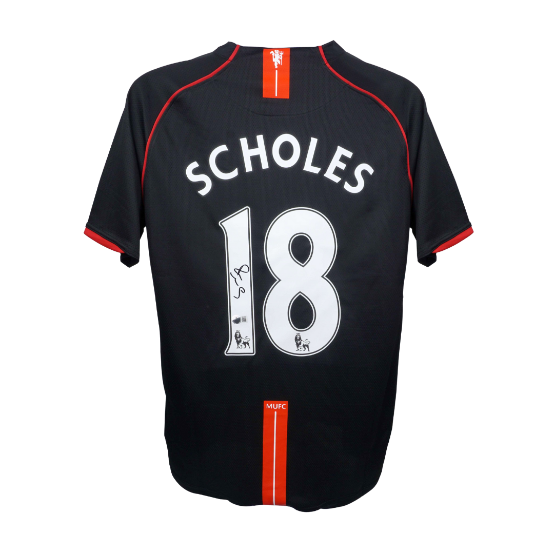 Paul Scholes Signed Manchester United Soccer Jersey #18 with Beckett Witness